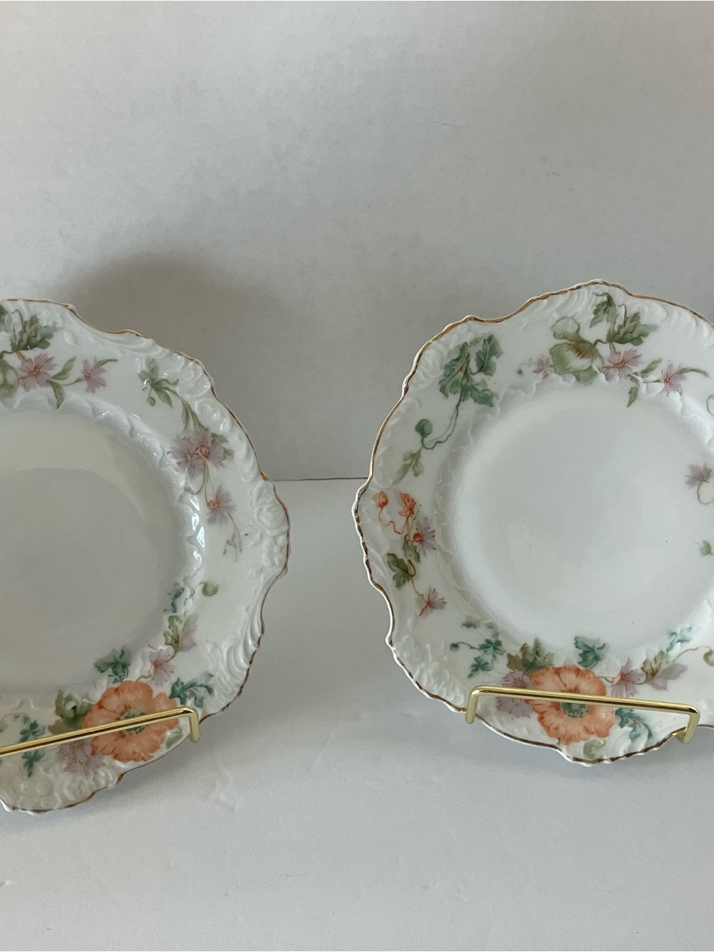 Hermann Ohme Antique Porcelain Floral Salad Plates - Set of 2